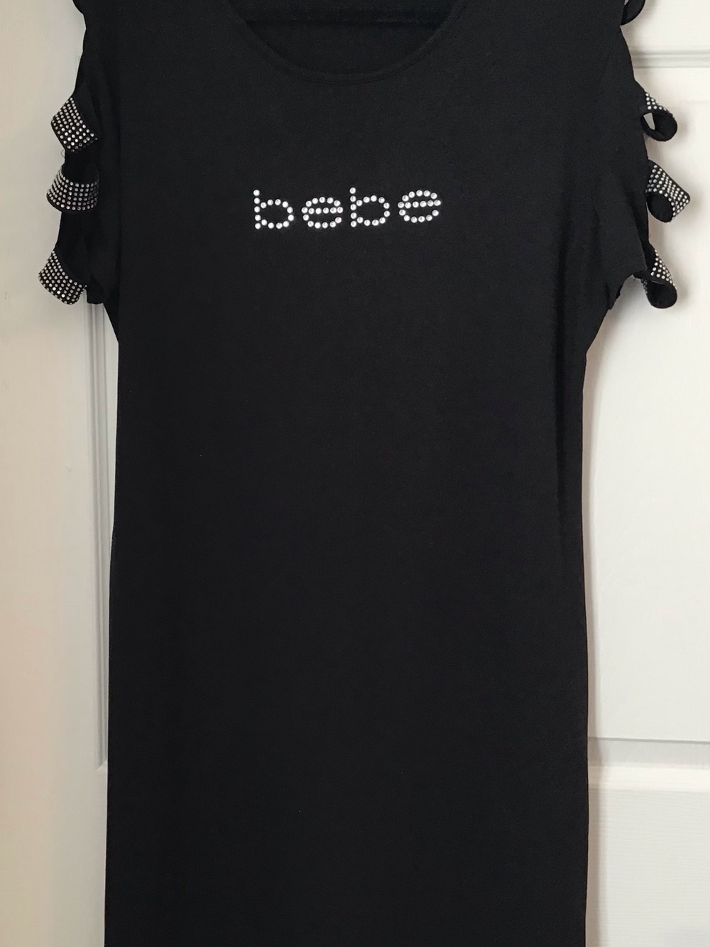 BEBE Black Dress with Crystal Stud Logo